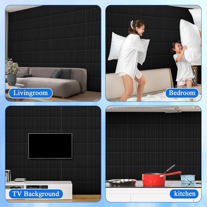Nuanchu 32 Pcs 3D Slat Wall Panels, Paintable Waterproof Textured Tiles - Image 7
