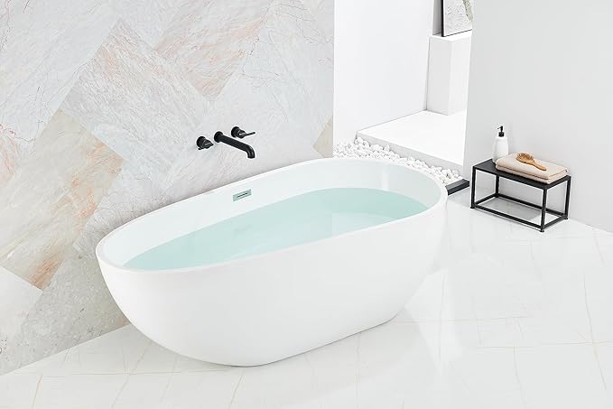 SITGES Solid Brass Wall Mount Tub Filler, 10" Long Spout Reach Wall Mount Bathtub Faucet with Two Lever Handles, High-End Design, High Flow Bathtub Faucet Set with Rough-in Valve included, Matte Black