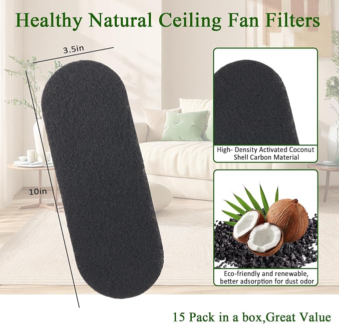 15 Pcs Ceiling Fan Filters for Blades, Fan Air Purifier Pads - Image 8