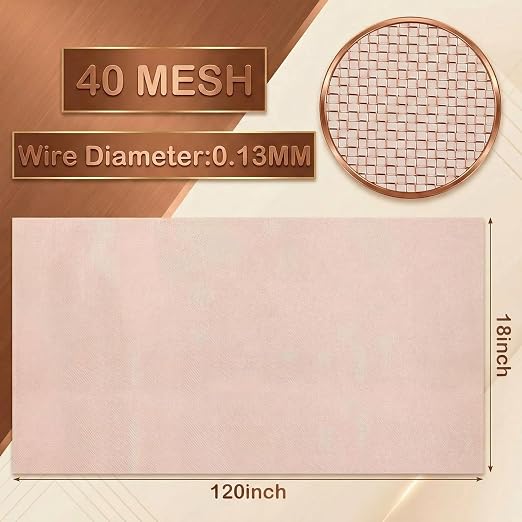 Therwen 18 Inch x 10 ft Copper Mesh Screen 99.9% Pure Copper 40 Mesh Roll Wire - Image 3