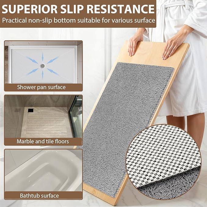 Shower Mat Non Slip: 59 x 35.4 Inch Extra Large Shower Mats for Inside Shower with Drain Hole - Soft PVC Loofah Anti Slip Shower Stall Mat for Walk-in Shower and Bathroom, Quick Drying