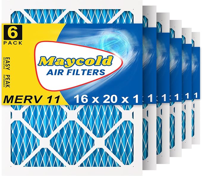 Maycold 16x20x1 MERV 11 Air Filters, Pleated HVAC Furnace Filter by Maycold