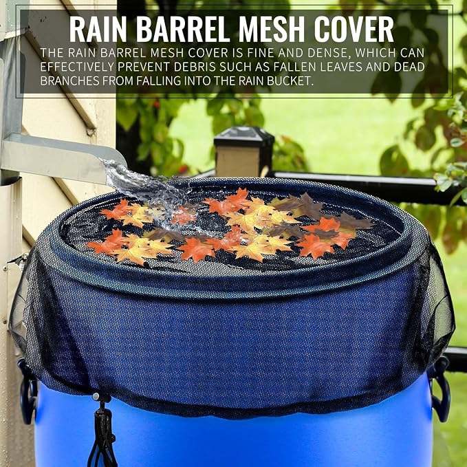 Mesh Cover for Rain Barrel, Leaves and Debris - Image 5