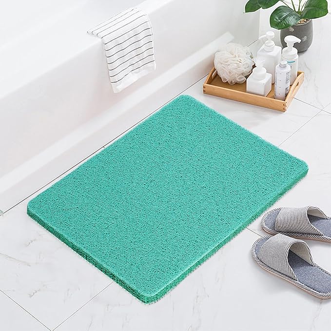 Joyhalo Shower Mats for Showers Anti Slip for Elderly, 24'' x 24'' Non Slip Bath Mat for Inside Shower, Bath Tub Mats for Bathroom Non Slip for Shower, PVC Loofah Bathroom Mats, Aqua