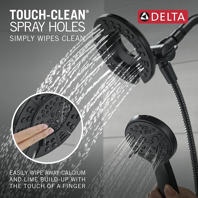 Delta Faucet Albion 14 Series Single-Handle Tub and Shower Faucet Set, Black Shower Trim Kit with 4-Setting In2ition 2-in-1 Dual Hand Held Shower Head, Matte Black T144855-BL-I (Valve Not Included)