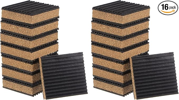 uxcell 16pcs Ribbed Anti-Vibration Isolation Rubber Pads 3" Length x 7/8" Thick by uxcell