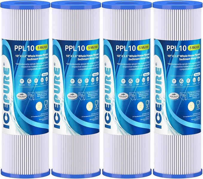 10" x 2.5" Pleated Sediment Water Filter Cartridge Replacement Any 10 inch RO by ICEPURE