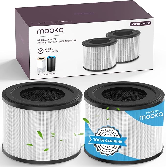2 Pack MOOKA AP-S0610L Air Purifier Filter, 3-in-1 True HEPA Filter, by MOOKA