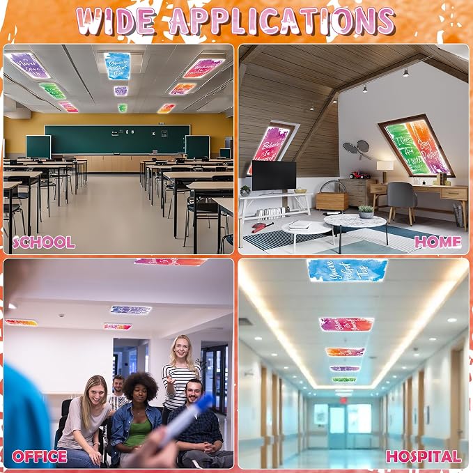 8Pcs Classroom Light Covers for Fluorescent Lights, Magnetic 2x4 FT Ceiling - Image 8