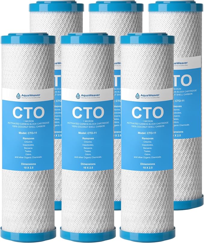 1 Micron 10" x 2.5" Whole House CTO Carbon Water Filter Cartridge, Compatible by AquaWeaver
