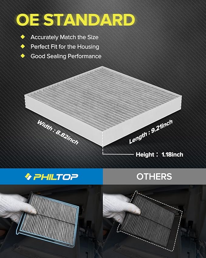 PHILTOP HEPA Cabin Air Filter w/Activated Carbon, Compatible - Image 7
