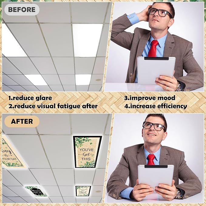 8Pcs Classroom Light Covers for Fluorescent Lights, 2x4 FT Yellow Wood Grain - Image 5