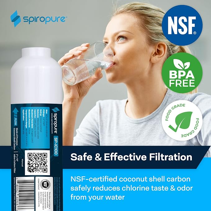 SpiroPure Inline Filter NSF Coconut Shell Granular Carbon Water Filter - Image 2
