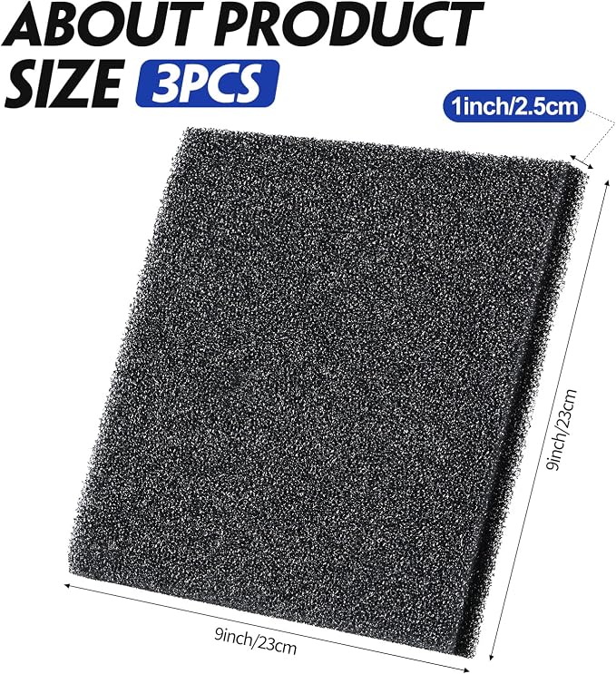 Tondiamo 3 Pieces Aquarium Sponge Filter Pad Media Cut to Fit Foam - Image 2