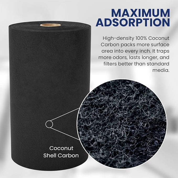Activated Carbon Filter Media Roll, 25 in x 100 ft | Cut to any size; 1/4 in; - Image 6