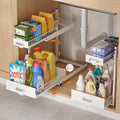Under Sink Organizer,2 Tier Slide Out Kitchen Cabinet Organizers with Pulley,Under Bathroom Sink Pull Out Organizer with Multiple Height Adjustments for Kitchen and Bathroom Cabinets (White)