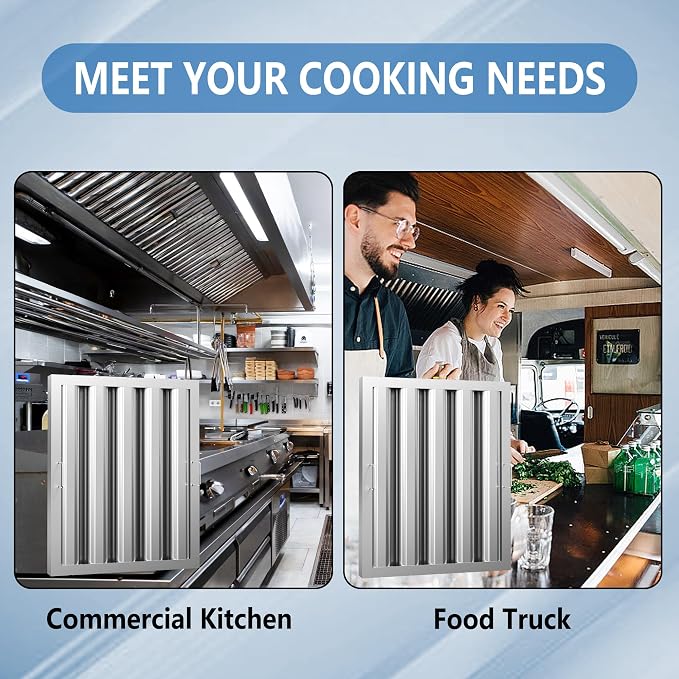 Stainless Steel Commercial Kitchen Hood Filter, 15.5W x 19.5H Inch Range Baffle - Image 6