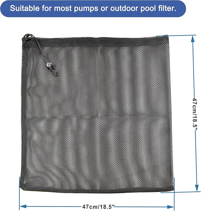 CONQUERALL 2PCS Large Pond Filter Bag18.5x18.5inch Black Polyester Media Mesh - Image 2