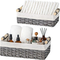 GRANNY SAYS Gray Wicker Baskets, Decorative Baskets for Shelves, Basket Organizer with Handles, Small Wicker Baskets for Organizing, Toilet Paper Baskets for Organizing, Set of 2