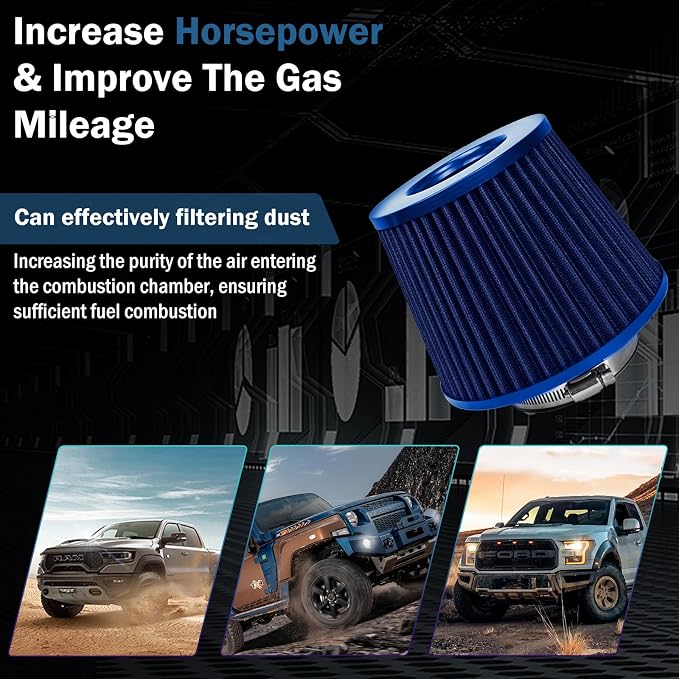 Universal Clamp-On Air Intake Filter, High Performance, Washable Filter - Image 7