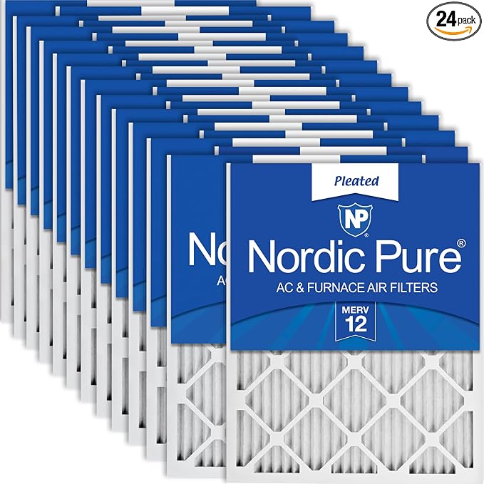 Nordic Pure 12x12x1 Pleated MERV 12 Air Filters 24 Pack by NordicPure