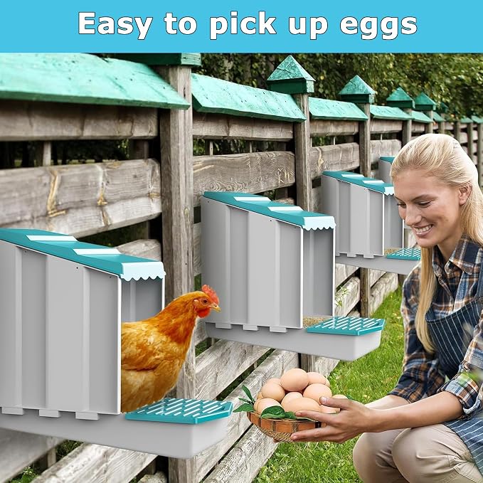 AUTENS Chicken Nesting Boxes, 1 Hole Laying Boxes, 1 Nest Mat, Plastic Roll - Image 4