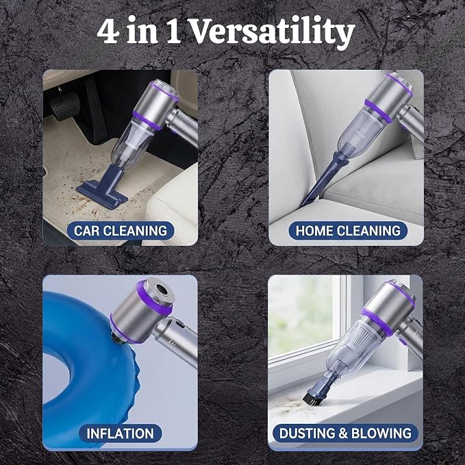 OMEO Vacuum & Air Duster 80, 000RPM Super Power Mini Car Vacuum Cleaner 4-in-1 - Image 2