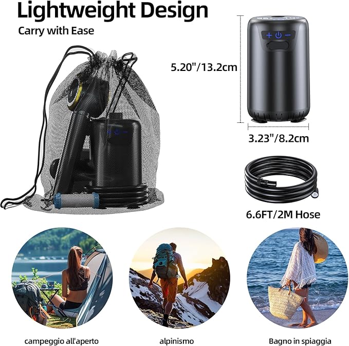 Portable Shower for Camping,8000mAh Rechargeable Camping Shower with 10 Spray Modes,Fahrenheit Display, IPX8 Waterproof Outdoor Camp Pump for Hiking, Travel, Car, Pet, Plants,Surf & Boat Cleaning