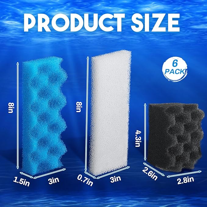 18 Pcs Compatible with 306/307 Bio Sponge Set Compatible with Aquarium Filters - Image 2