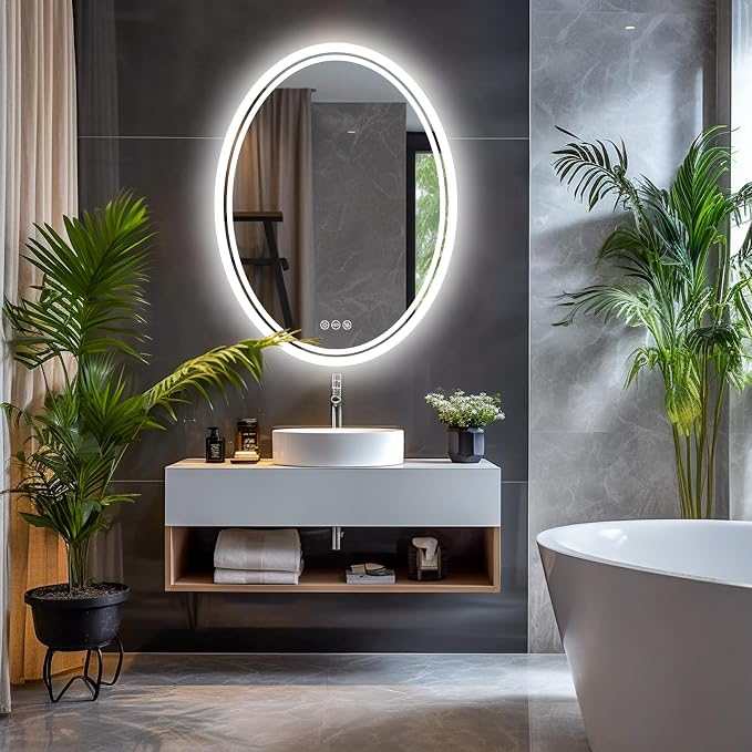 LUVODI Lighted LED Bathroom Mirror: 28”x20” Oval Anti-Fog Dimmable Wall Mounted - Image 3
