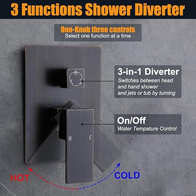 Enga Shower Body Spray System, 12 Inch Rain Shower Head System Wall Mounted, All Metal Shower Jets System, Oil Rubbed Bronze