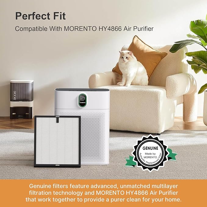 MORENTO 2 Pack HY4866 Genuine Air Purifier Replacement Filter - Image 3