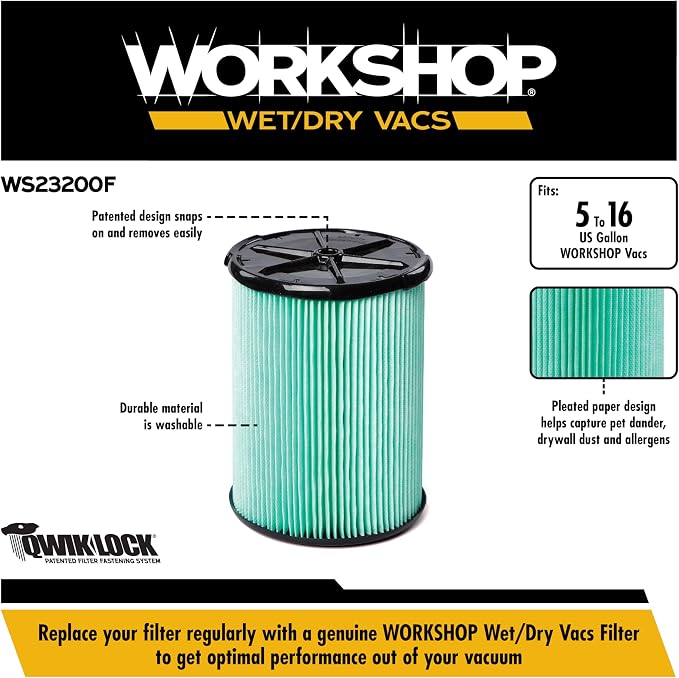 WORKSHOP Wet/Dry Vacs Vacuum Filters WS23200F HEPA Media Filter - Image 3
