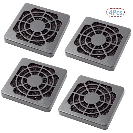 4 Pcs 50mm Black Square Plastic Cooling Fan Filter Cover, Dust Screen - Image 2