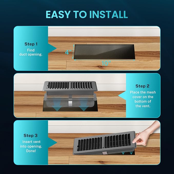 Floor Register 4 x 10 Inch, HG Power 2 Pack Heavy Duty Floor Vent Covers - Image 8