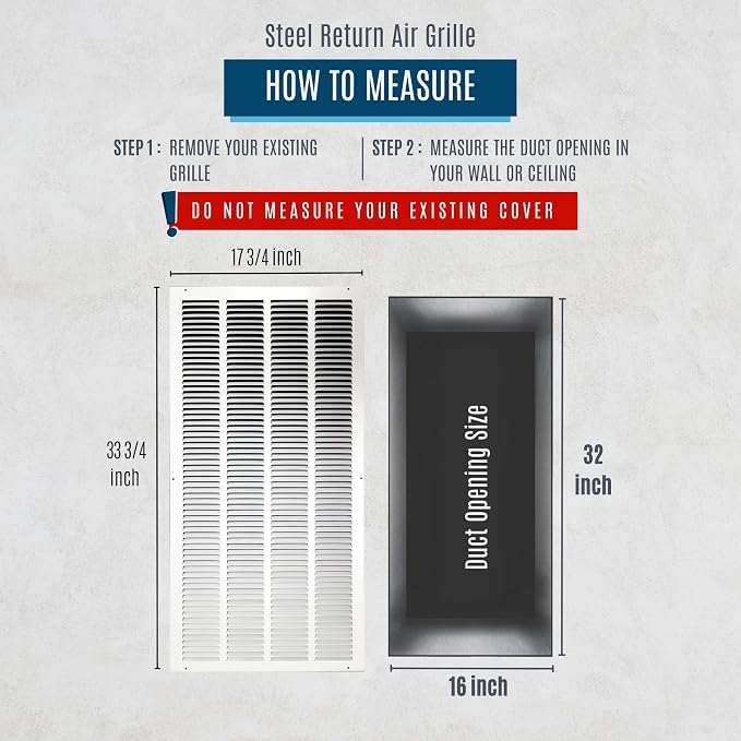 Fits 16x32 Duct Opening | Steel Return Air Grille by Handua | Vent Cover Grill - Image 3