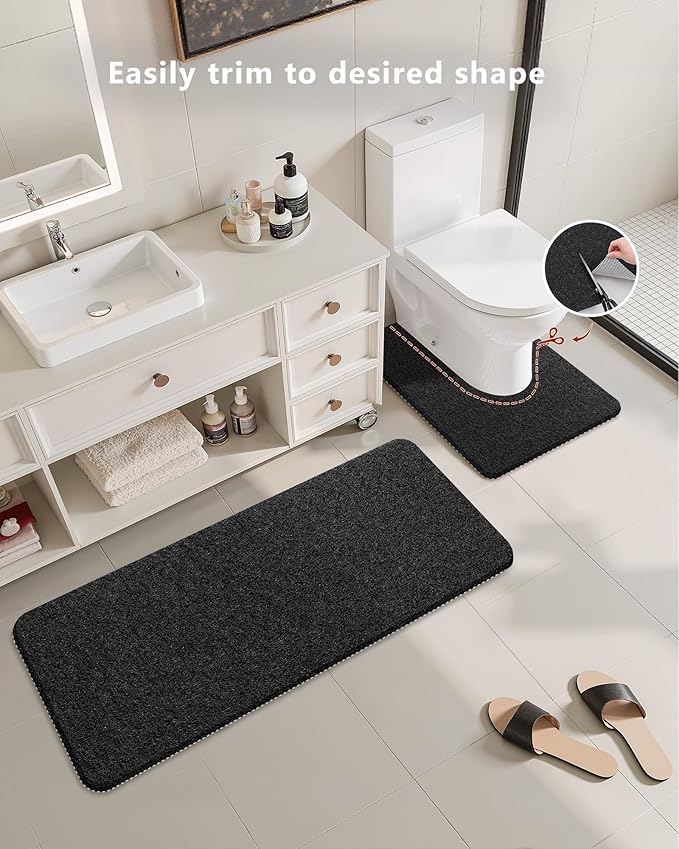 Mecko Loofah Bath Mat for Tub - Quick-Dry Non-Slip Shower Mat, Extra Thick Textured Grip Bathtub Mat for Bathroom and Shower Floor, Indoor/Outdoor Use for Wet Areas (Black, 17"x47")