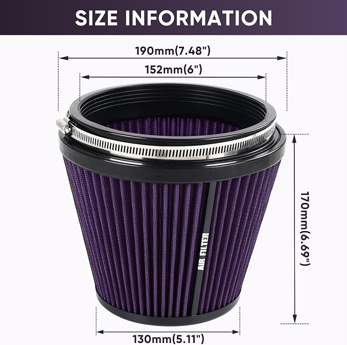 6" 152mm Inlet Cold Air Intake Filter High Flow Honeycomb Top Replacement - Image 3