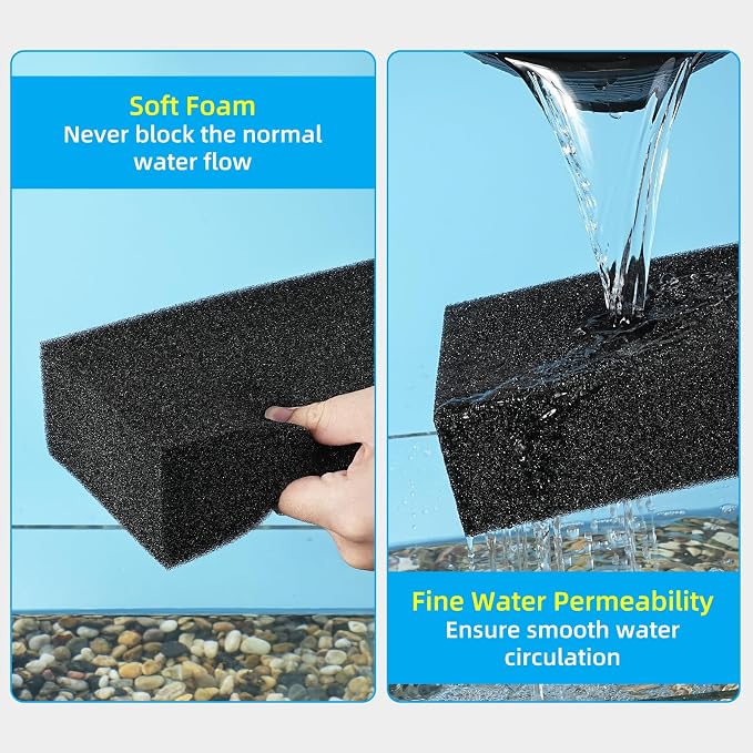 AQUANEAT 2 Pack Aquarium Bio Sponge Filter Media Pad Cut-to-Size Open Cell Foam - Image 5