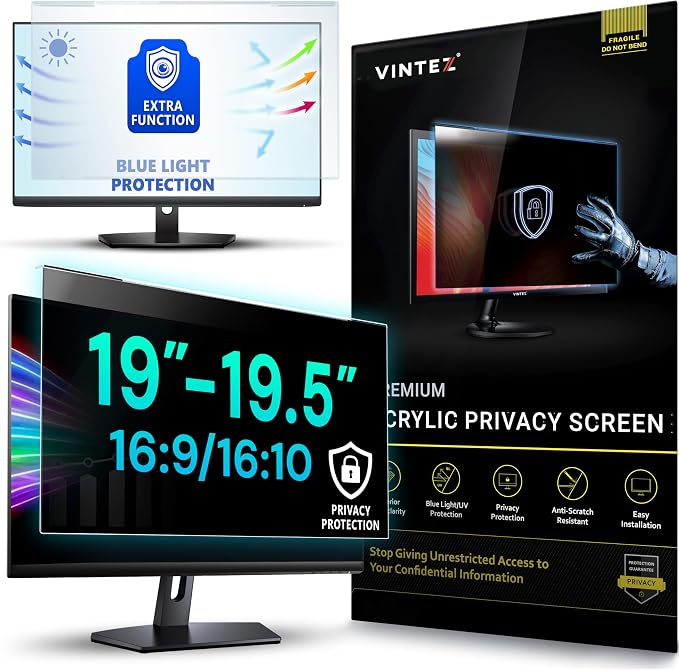 Universal Acrylic 19, 19.5 Inch Computer Privacy Screen Filter by VINTEZ