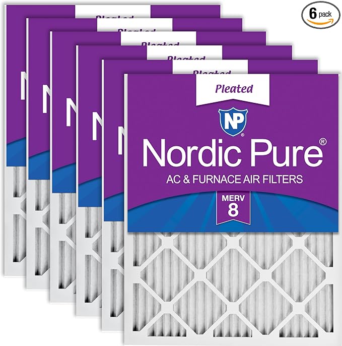 Nordic Pure 18x20x1 Pleated MERV 8 Air Filters 6 Pack by NordicPure
