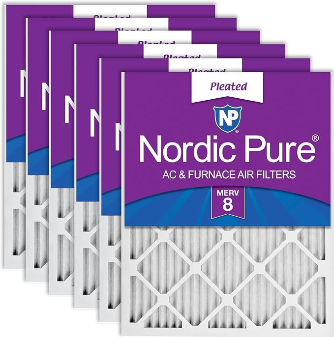 Nordic Pure 14x25x1 Pleated MERV 8 Air Filters 6 Pack by NordicPure