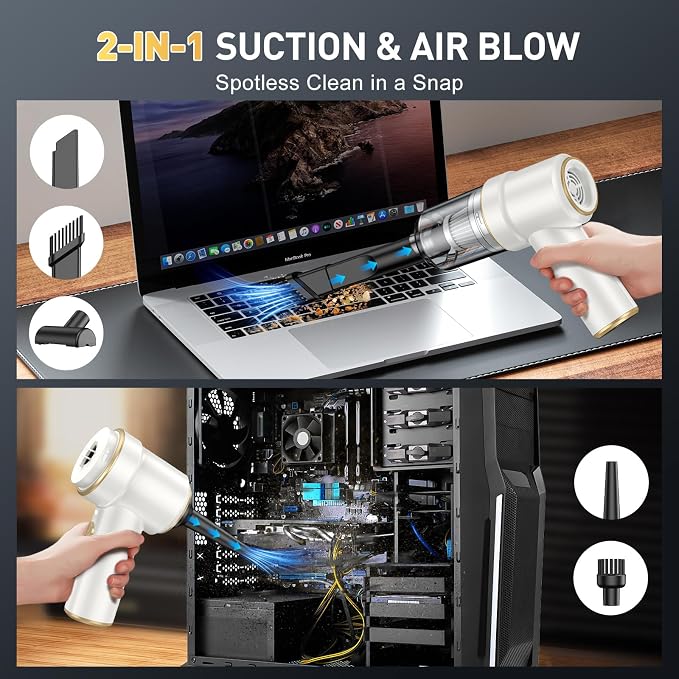 KMM Handheld Car Vacuum Cleaner, 9000PA Vacuum Cleaner & Air Duster, 120W High - Image 3