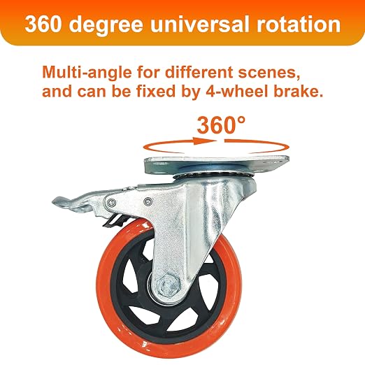 8 Pcs 4 Inch Heavy Duty Casters, - Image 4