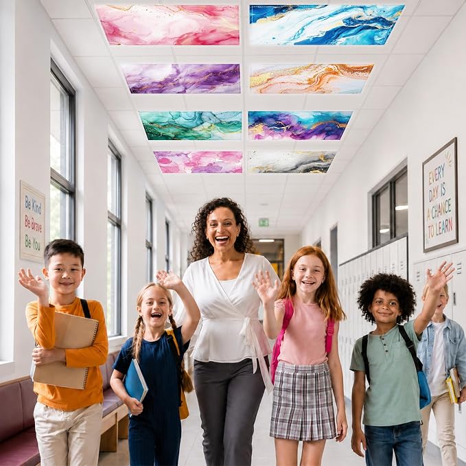 8 Pcs Fluorescent Light Covers for Classroom Ceiling Fixtures 4x2 Ft Magnetic - Image 7