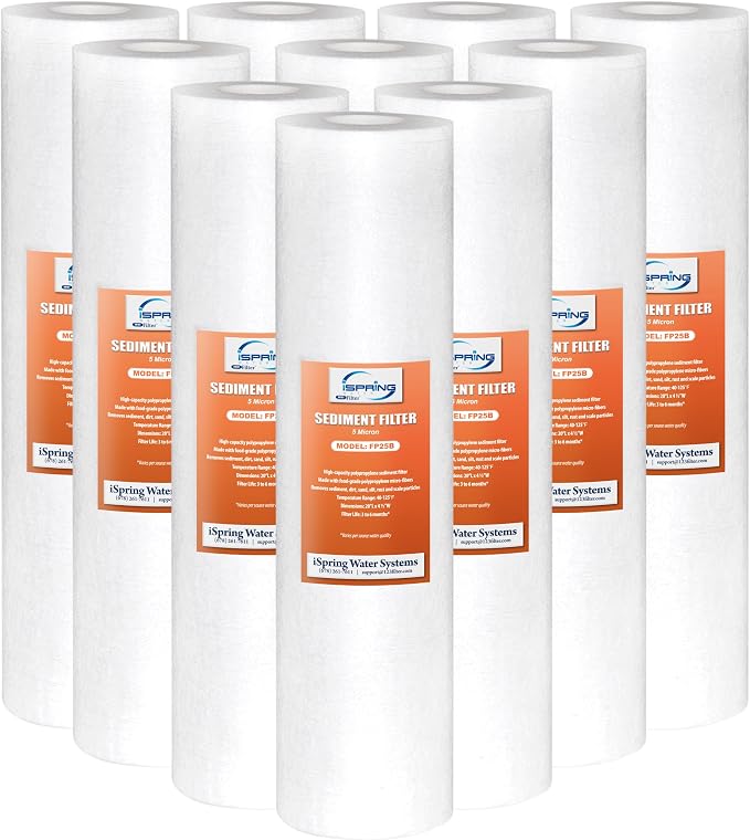iSpring FP25BX10 20" x 4.5" 5-micron Universal Sediment Filter Cartridges by iSpring