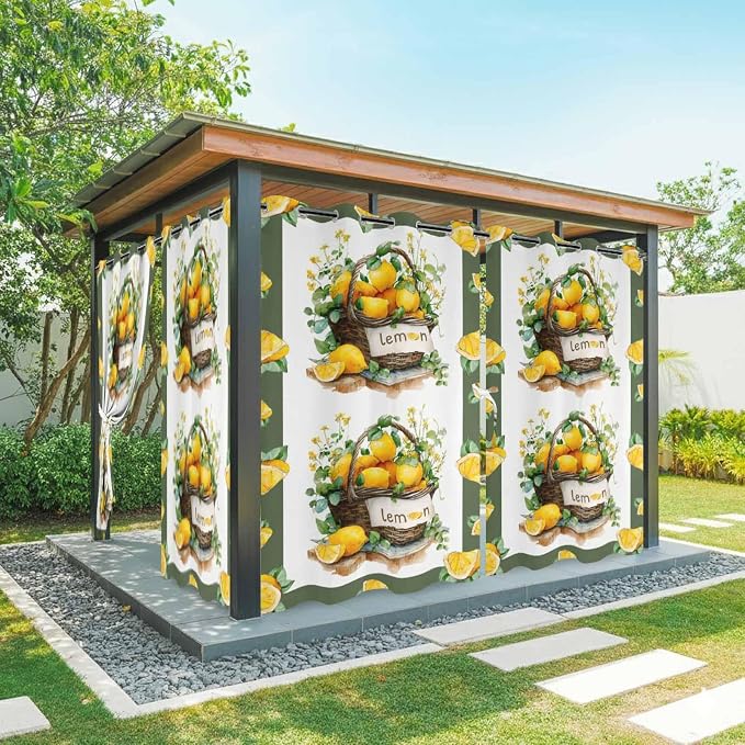 Lemon Outdoor Curtains for Patio Lemons Baskets Summer Tropical Plant by Unknown