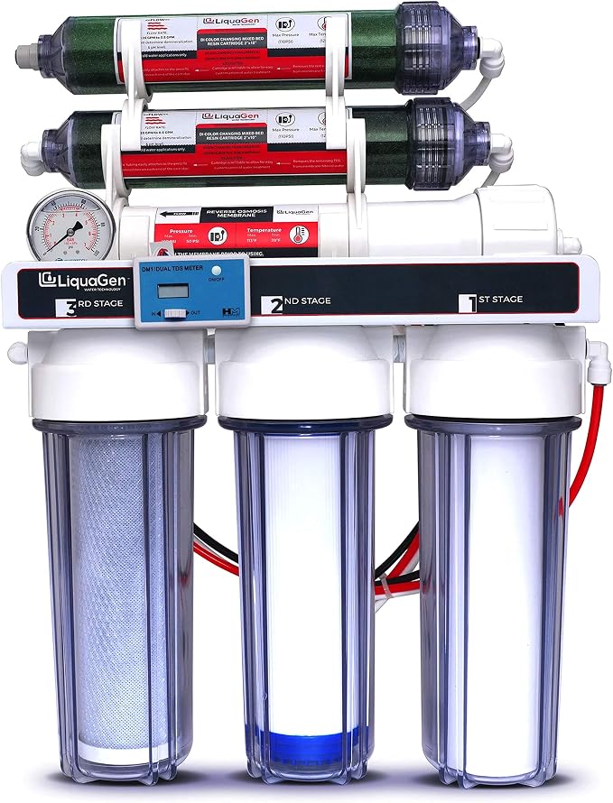LiquaGen - 6 Stage Reverse Osmosis + Deionization Water Filtration System- 100 by LiquaGen