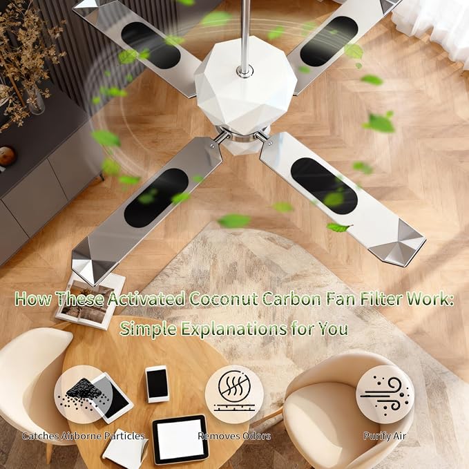 40 Pack Ceiling Fan Filters for Blades, Dust Catcher Activated Coconut Carbon - Image 3