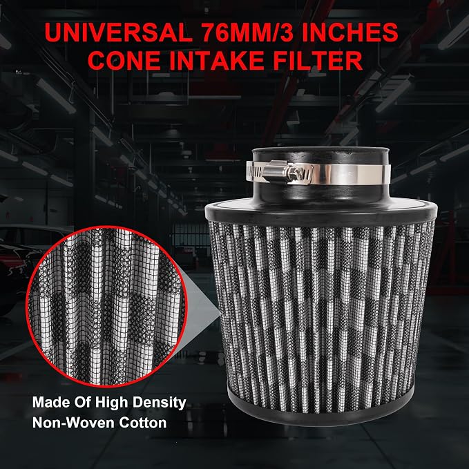 Cold Air Intake Filter High Performance Washable Filter Clamp-On Replacement - Image 6